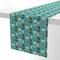 pitbull in glasses - cute dogs pitty fabric pitbull dog design - turquoise