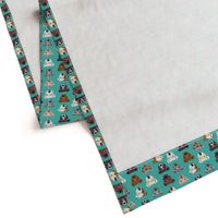 pitbull in glasses - cute dogs pitty fabric pitbull dog design - turquoise