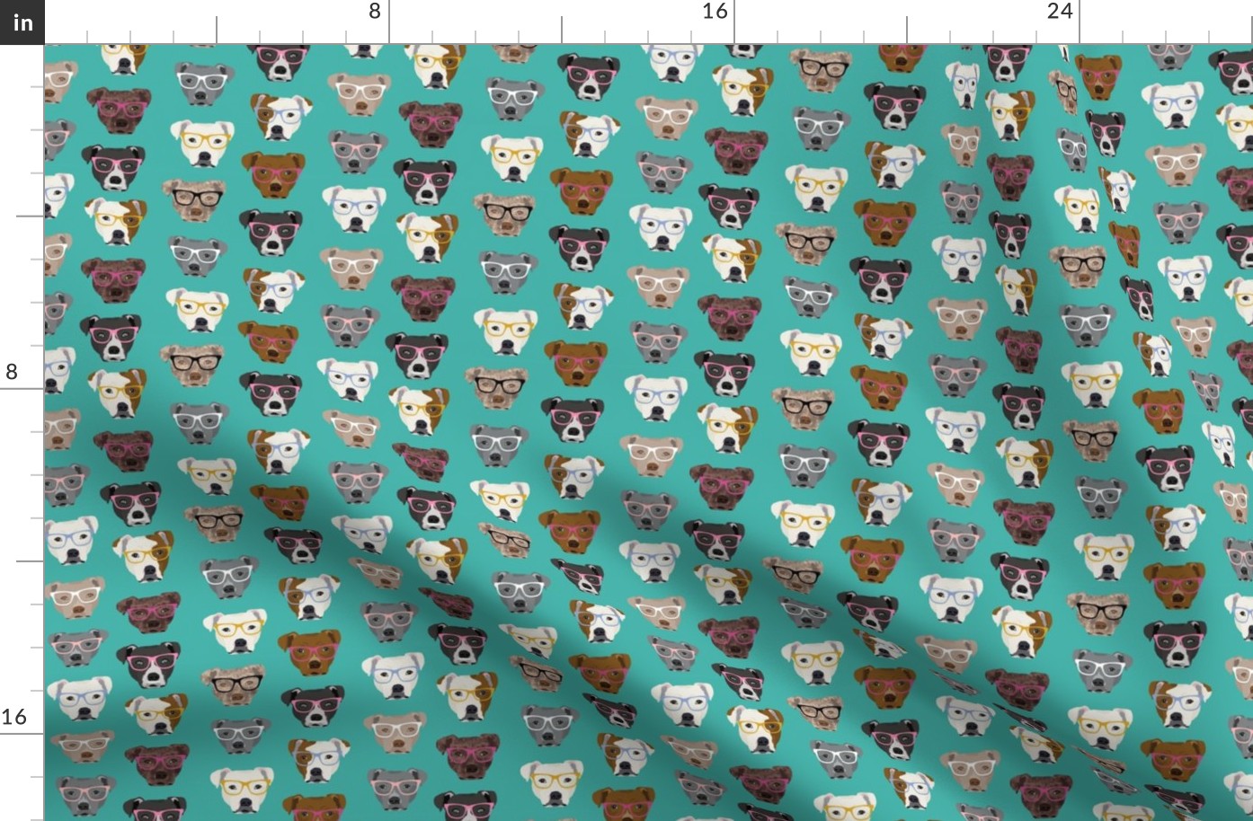 pitbull in glasses - cute dogs pitty Fabric | Spoonflower