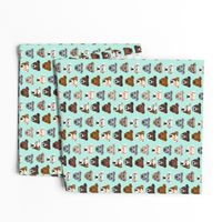 pitbull in glasses - cute dogs pitty fabric pitbull dog design - mint