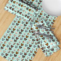 pitbull in glasses - cute dogs pitty fabric pitbull dog design - mint