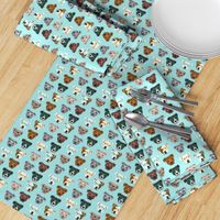 pitbull heads pitbull in glasses - cute dogs pitty fabric pitbull dog design - blue tint