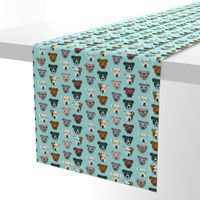 pitbull heads pitbull in glasses - cute dogs pitty fabric pitbull dog design - blue tint