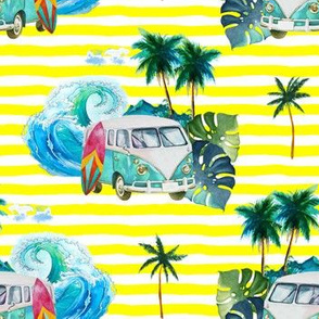 7" Summer Road Tripping Palm Leaves /  Yellow