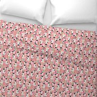 schnauzer floral fabric - parti black and white coat - pink