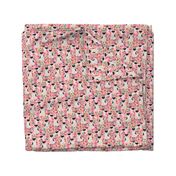 schnauzer floral fabric - parti black and white coat - pink