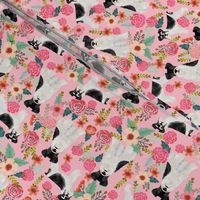 schnauzer floral fabric - parti black and white coat - pink