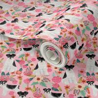 schnauzer floral fabric - parti black and white coat - pink