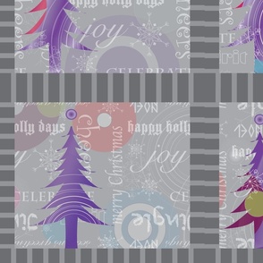 Christmas Holiday Modern Placemats Purple, Grey, Cut Sew 