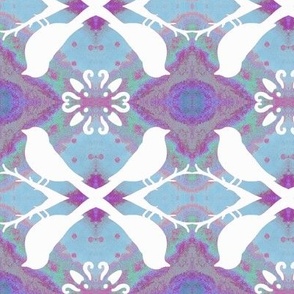 Birds on Faded Lavender Blue