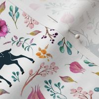 Deer & Pretty Floral - Flowers Woodland Baby Girl Nursery Bedding Crib Sheets Blanket