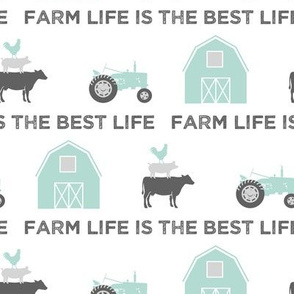 farm life is the best life - grey and dark mint farm collection