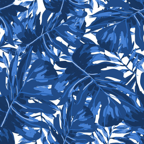 36" Tropical Leaves - Indigo