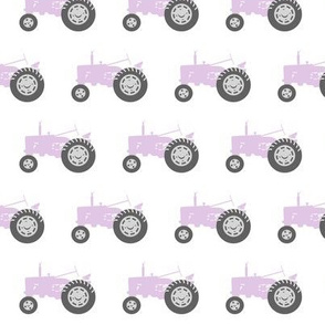 purple tractors - farm fabric
