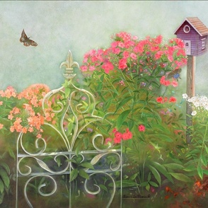 21x18-Inch Panel Art of Tall Phlox and Butterflies