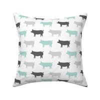 multi pigs - dark mint and grey