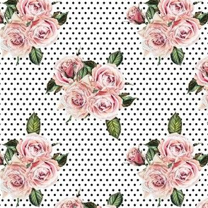 4" Wild Child Roses - White with Black Polka Dots