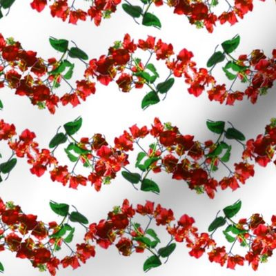 Christmas Red and Green Bougainvillea Wavy Stripe
