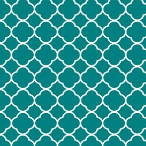 Quartrefoil in Teal and White