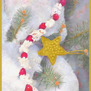 14x18-Inch Panel Art of Gold Star in Snow