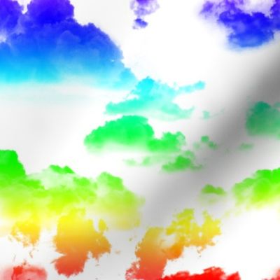 Fluffy Rainbow Clouds on White