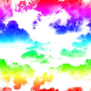 Fluffy Rainbow Clouds on White