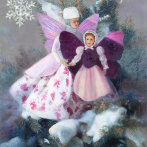 13x18-Inch Panel Art of Sparkling Snow and Violet Fairy Wings