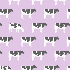 cows on purple - farm fabric