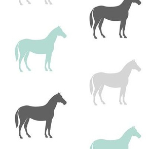 multi horses - grey and dark mint farm collection