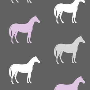 multi horses on grey - grey and purple farm collection