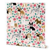 Dogs with chinese florals and leaves on blush