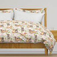 Dachshunds and dogwood blossoms - pink, large