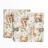 Dachshunds and dogwood blossoms - pink, large