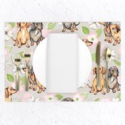 Dachshunds and dogwood blossoms - pink, large