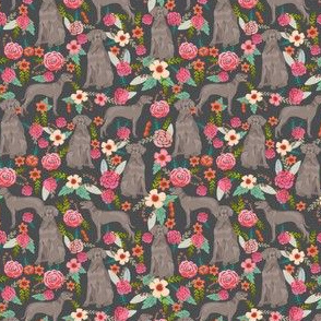 weimaraner florals (Smaller) dog fabric - floral dog design - shadow grey