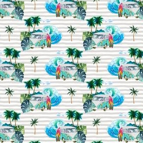 2.5" Summer Road Tripping Palm Leaves / Grey stripes