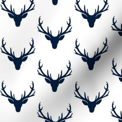 Navy Deer Antlers – Woodland Baby Nursery Kids Children Baby Boy Bedding B