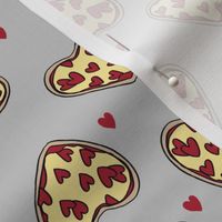pizza heart // valentines day love pizza slices foodie fabric grey