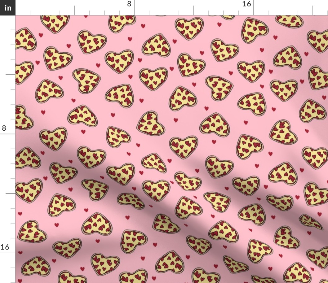 pizza heart // valentines day love pizza slices foodie fabric pink