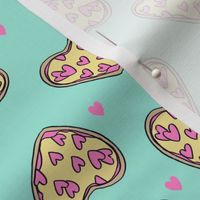 pizza heart // valentines day love pizza slices foodie fabric mint