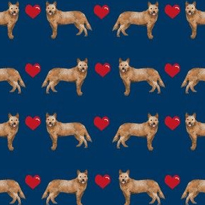 australian cattle dog red heeler hearts love dog breed fabric navy