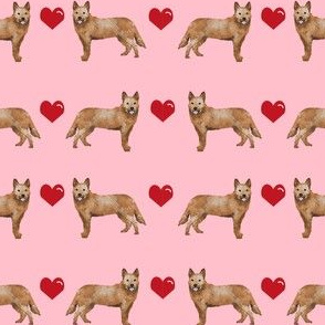 australian cattle dog red heeler hearts love dog breed fabric pink