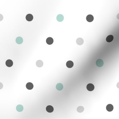 large polka dots - dark mint and grey