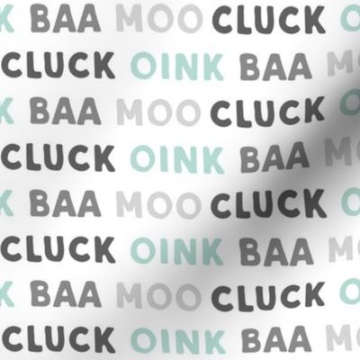 oink baa moo cluck - dark mint and grey