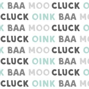 oink baa moo cluck - dark mint and grey