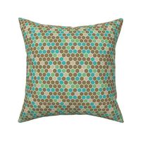 18-7AV Hexagon Dots Army Green Tan Brown Marine Blue 