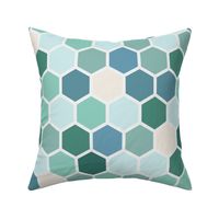 18-7AR  Hexagon Dots Green Blue Cream