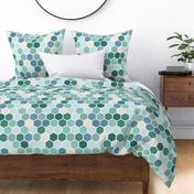 18-7AR  Hexagon Dots Green Blue Cream