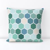 18-7AR  Hexagon Dots Green Blue Cream