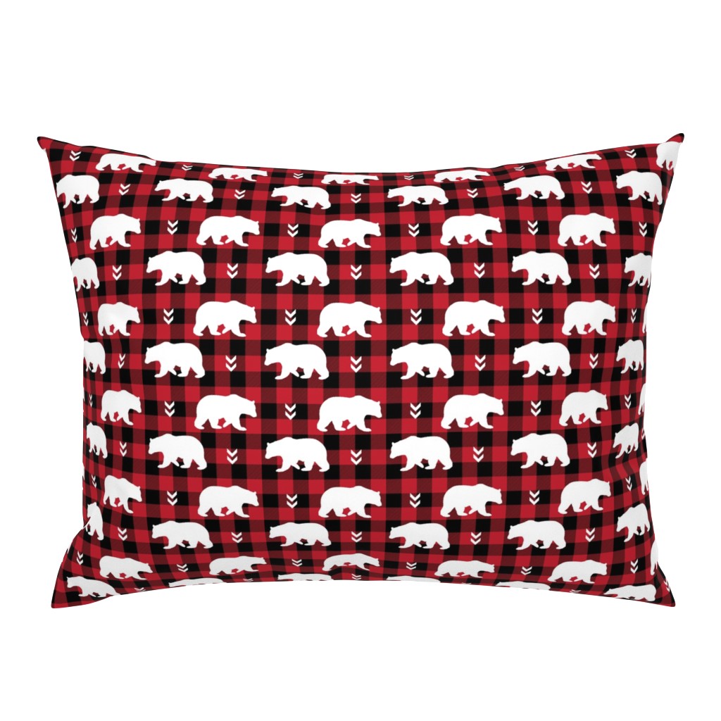 White Bears  – Black + Red Buffalo Plaid Check Woodland Baby Nursery Bedding